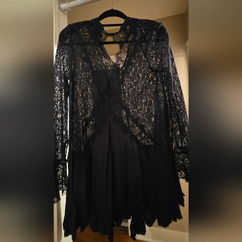 Free People Black Lace Mini Dress - Like New - Size M